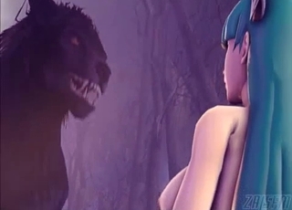 Amazing brutal beast pounds a busty brunette