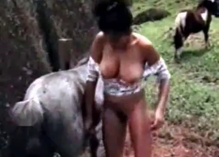 Sweet babe and her stallion having sex