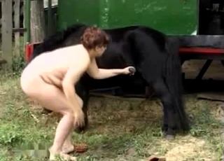 Sexy black pony fucking her wet cunt