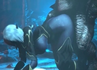 Gorgeous busty doll fucked by 3D beast