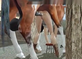 Spotted stallion fucking a tight wet vagina