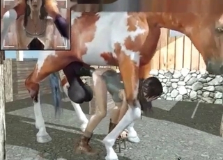 Spotted stallion fucking a tight wet vagina