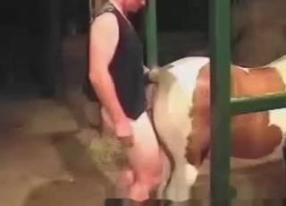 Farmer fucking her wet cunt on camera