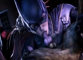 Masked 3D zoophile sucks a beast cock