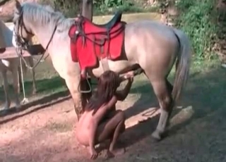 Stunning owner fucks with a beast