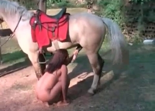 Stunning owner fucks with a beast