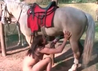 Stunning owner fucks with a beast