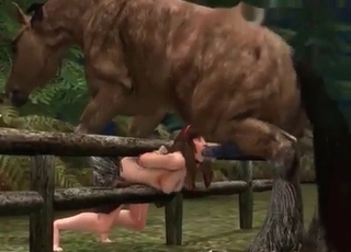 Sweet 3D stallion drilling her wide-opened mouth