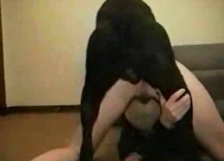Cute black doggy fucking her wet cunt