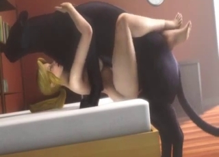 Playful black animal fucked her wet hole