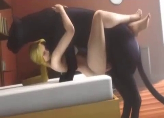 Playful black animal fucked her wet hole