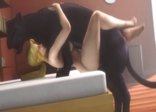 Playful black animal fucked her wet hole
