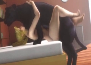 Playful black animal fucked her wet hole