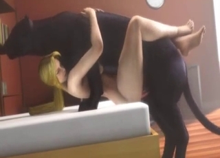 Playful black animal fucked her wet hole