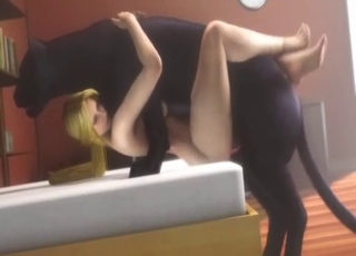 Playful black animal fucked her wet hole