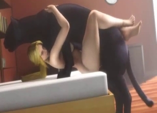 Playful black animal fucked her wet hole