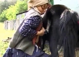Sexy zoofil fucking with big stallion