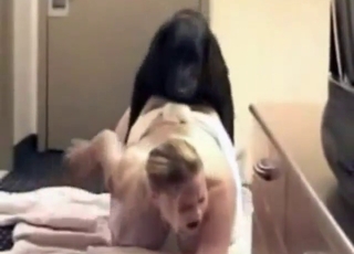 Zoophile porn with a good-looking blonde bitch