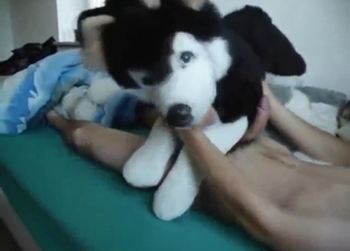 Dog fucker redhead opens up in a bodysuit