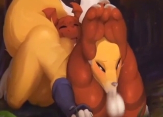 Oral zoo sex with two anthropomorphic animals