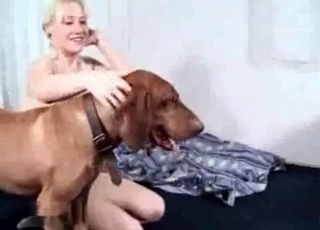 Brown doggy fucking her wet tight crack