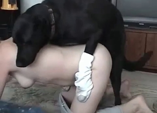 Black dog fucked her wet tight cunt